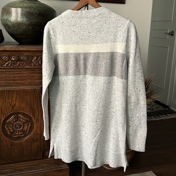 LOFT Grey Mock Neck Color Block Striped Tunic Sweater - Picture 5 of 10